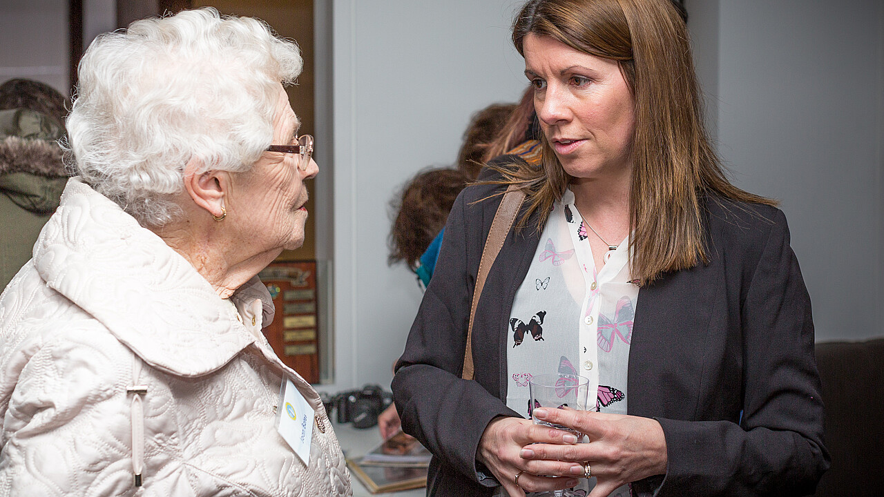 Joan Bates talks with Hobsons Bay Mayor Colleen Gates