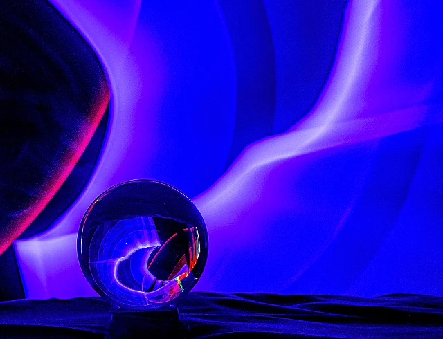 Light Painting Reflected Through Glass Ball